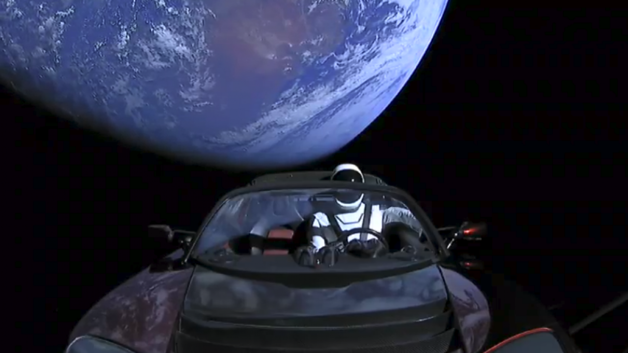 Watch Elon Musks Tesla Roadster Is In Outer Space