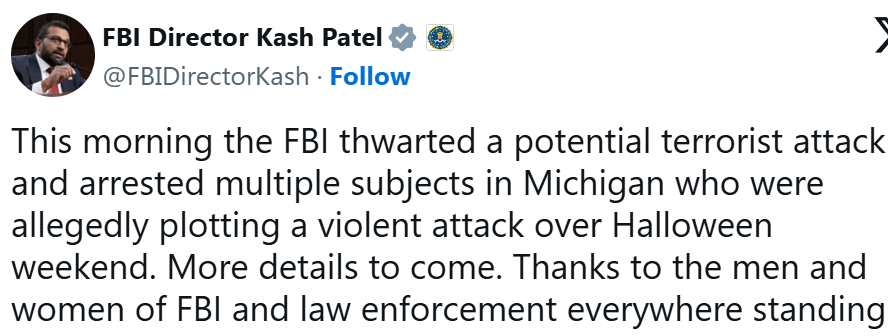 FBI Arrests Suspects Who Allegedly Plotted ‘Violent Attack’ Over Halloween Weekend